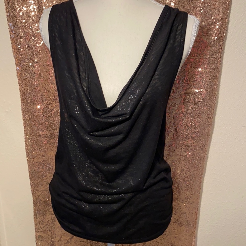 Guess Racerback, black shimmer top